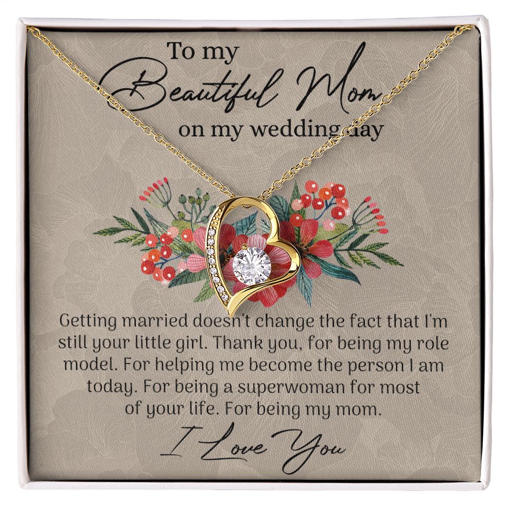 Mom Wedding Gift from Bride, Gift for Mom on Wedding Day, Mother of the Bride Necklace, Wedding Gift for Mom, Bride to Mom Gift Forever Love Necklace