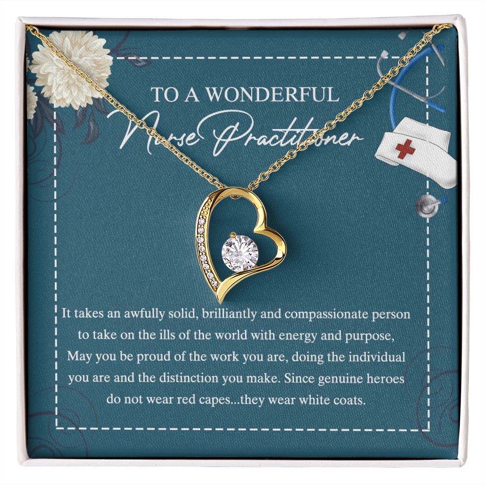 To My Nurse Practitioner Necklace with Box Message Card, Gift For Nurse Jewelry Congrats Graduation Pendants Gift For Daughter, Granddaughter, Niece, Sister Forever Love Necklace