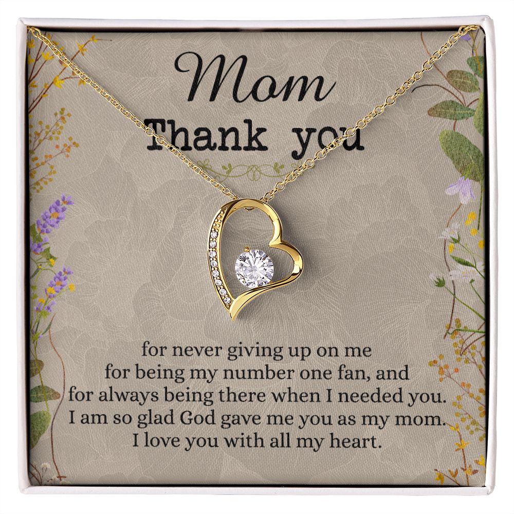 To My Mom Necklace, Thank you Mom Gift, Gift for Mom, Mother's Day Gift from Daughter, Mother Daughter gift, Gift from child, Gift for Mom, Mothers Day Necklace for Women Forever Love Necklace