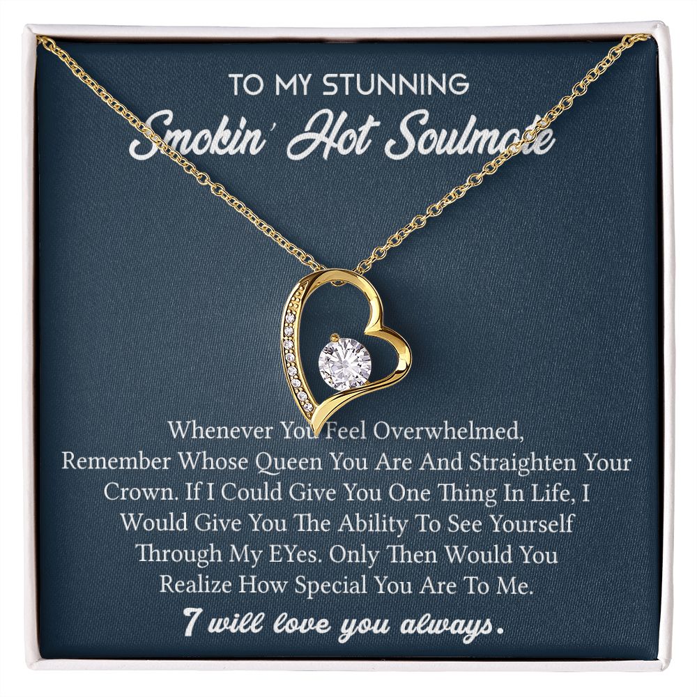 To My Soulmate Necklace for Women Birthday Valentines Day Jewelry Gifts For My Wife with Message Card Box Personalized Gift Present Pendant for Future Wife Soulmate Girlfriend Love 5 Forever Love Necklace