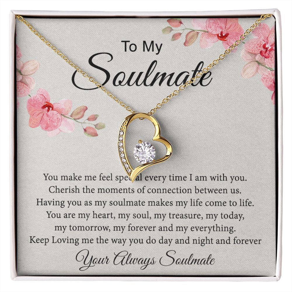 To My Soulmate Necklace for Women Birthday Christmas Jewelry Gifts For My Wife with Message Card Box Personalized Gift Present Pendant for Future Wife Soulmate Girlfriend Love 27 Forever Love Necklace