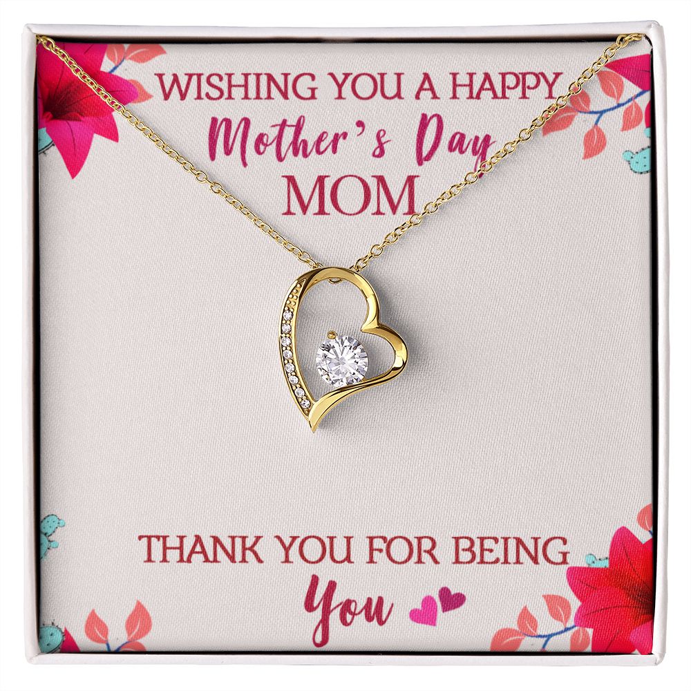 To My Mom Wishing You A Happy Mother's Day Gift From Daughter Or Son Thank You For Being You With Message Card Gift For Mom Forever Love Necklace