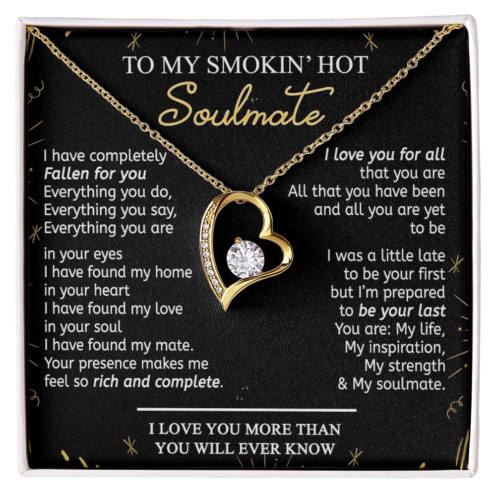 To My Smokin Hot Soulmate Necklace - Wife Gifts From Husband To My Wife Necklace, Gift for Her Romantic, Girlfriend Gifts Necklace for Wife from Men Includes Message Card and Gift Box 21 Forever Love Necklace