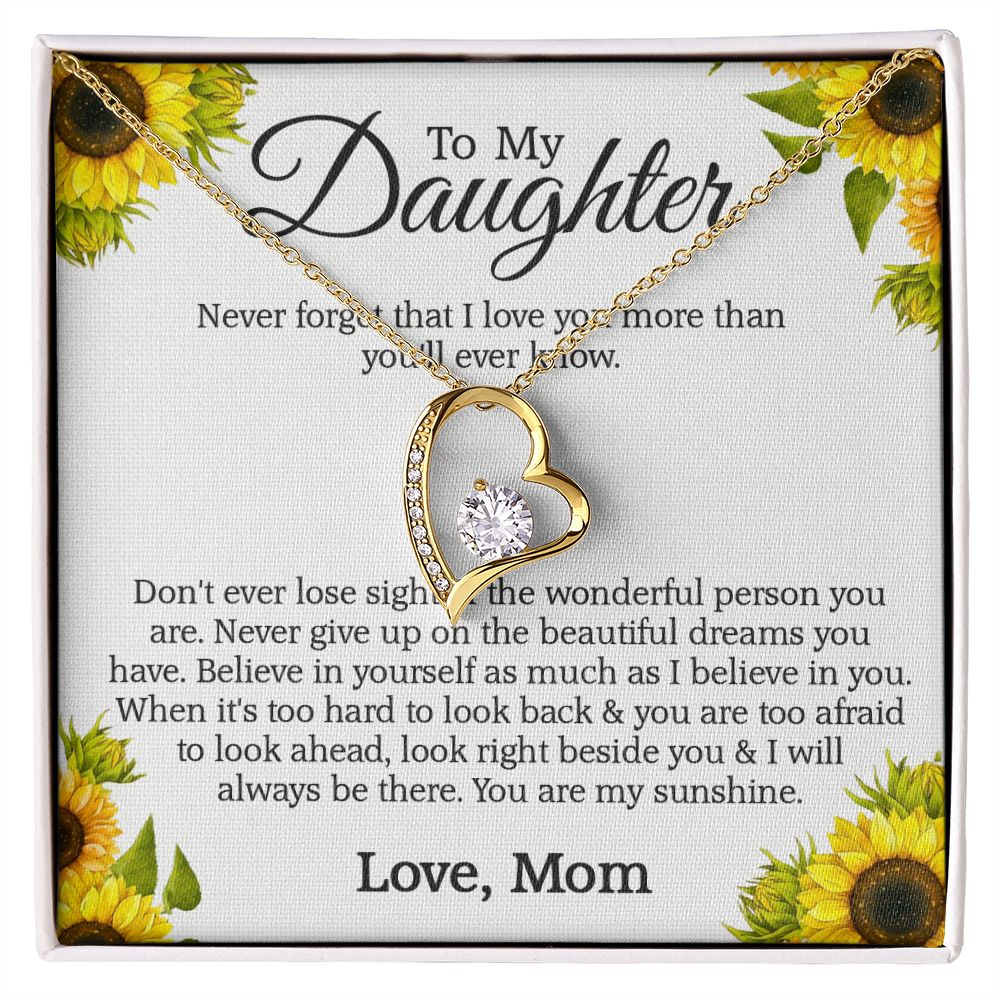 Mother Daughter Gift Ideas, To My Daughter Gift Necklace from Mom, Jewelry Pendant Present for Daughter, Birthday Christmas Gift Graduation Gifts for Daughters, Mother and Daughter Necklace 2132 Forever Love Necklace
