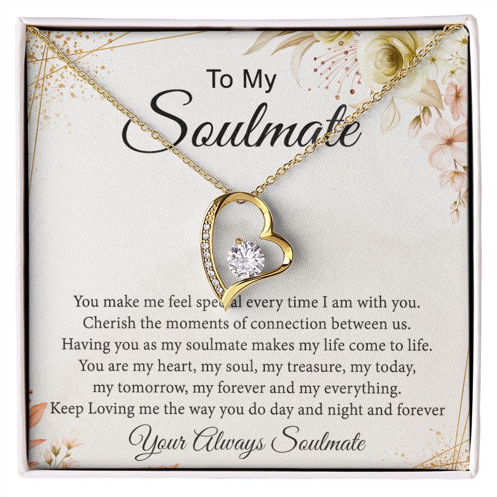 To My Soulmate Necklace for Women Birthday Christmas Jewelry Gifts For My Wife with Message Card Box Personalized Gift Present Pendant for Future Wife Soulmate Girlfriend Love 26 Forever Love Necklace