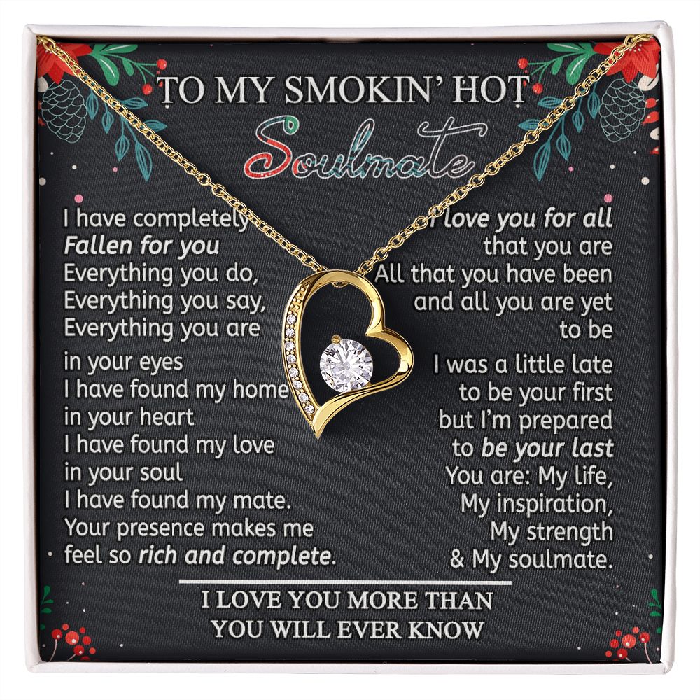 To My Smokin Hot Soulmate Necklace - Wife Gifts From Husband To My Wife Necklace, Gift for Her Romantic, Girlfriend Gifts Necklace for Wife from Men Includes Message Card and Gift Box 15 Forever Love Necklace