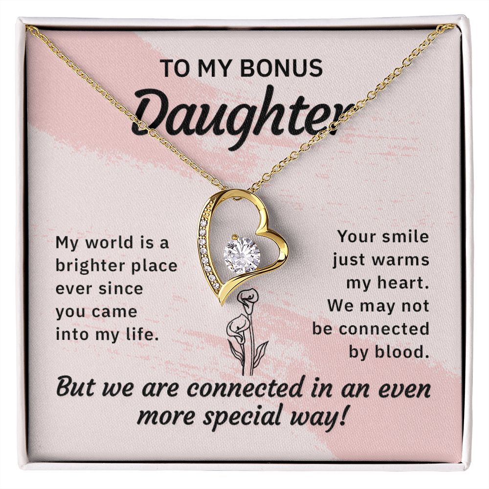 Bonus Daughter Gifts From Stepdad, Step Daughter Gifts From Stepmom, Stepdaughter Gifts From Stepdad, Father Stepdaughter Necklace, To My Bonus Daughter Necklaces, Christmas Gifts For Bonus11 Forever Love Necklace