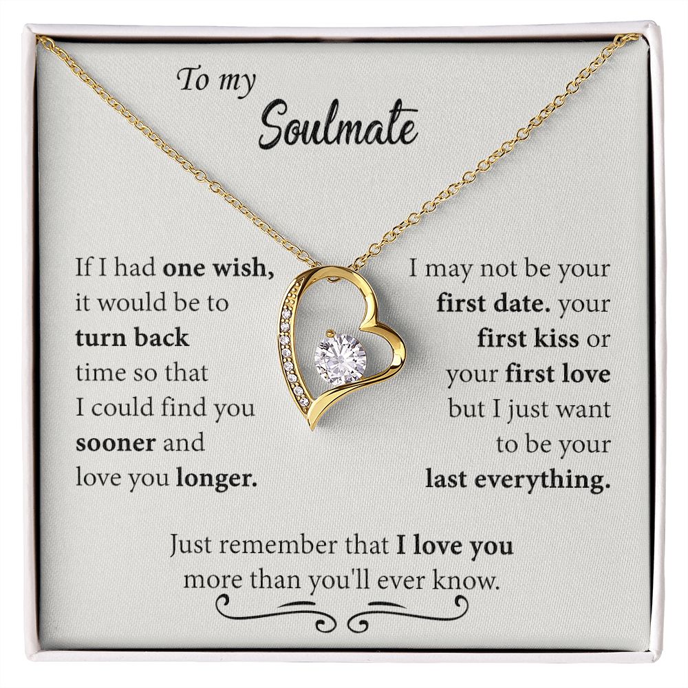 To My Soulmate Necklace for Women Birthday Christmas Jewelry Gifts For My Wife with Message Card Box Personalized Gift Present Pendant for Future Wife Soulmate Girlfriend Love 24 Forever Love Necklace