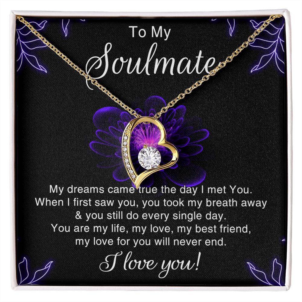 To My Soulmate Necklace for Women Birthday Christmas Jewelry Gifts For My Wife with Message Card Box Personalized Gift Present Pendant for Future Wife Soulmate Girlfriend Love 7 Forever Love Necklace
