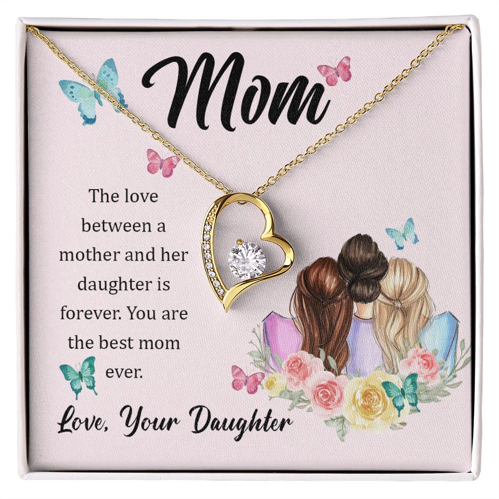 Mom Necklace Gifts for Mom from Daughter to Mom Gifts for Mothers Day from Daughter, To My Mom Necklace from Daughter to Mom Birthday Gifts Necklace with Message Card and Gift Box21 Forever Love Necklace