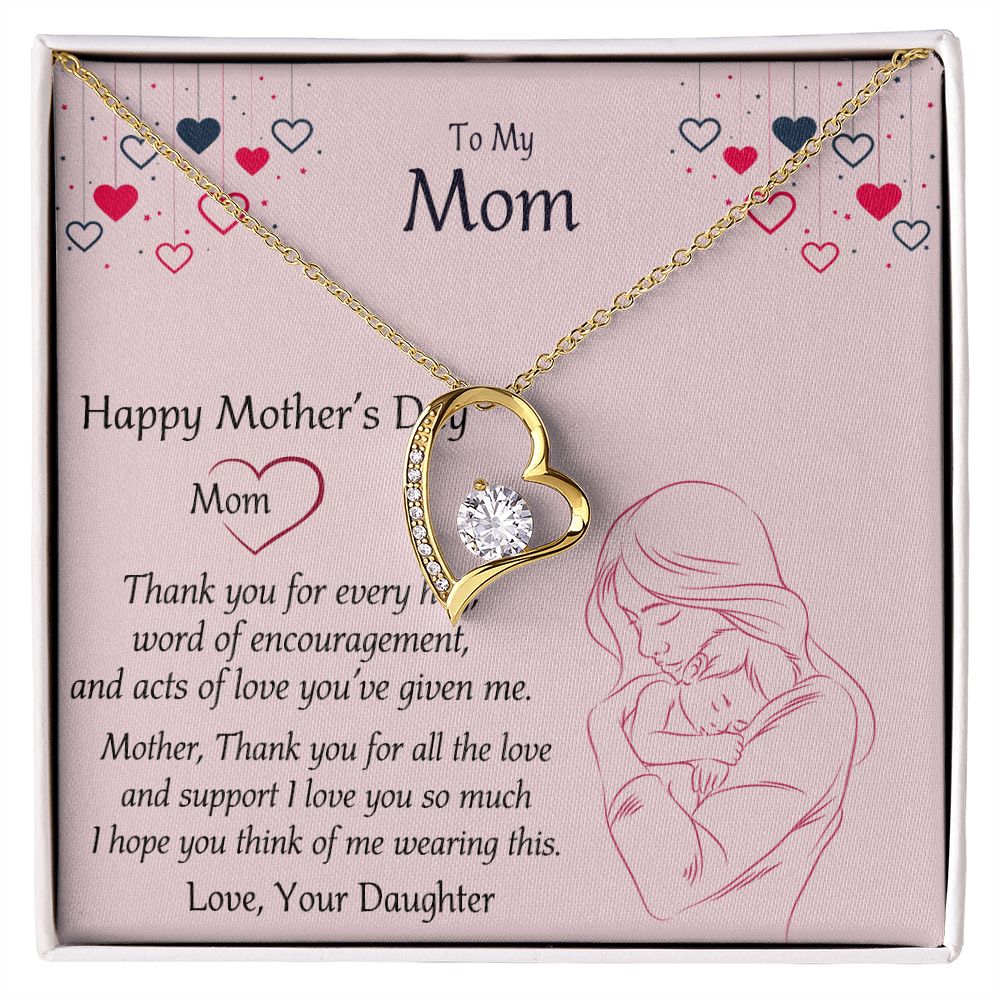 Mom Necklace Gifts for Mom from Daughter to Mom Gifts for Mothers Day from Daughter, To My Mom Necklace from Daughter to Mom Birthday Gifts Necklace with Message Card and Gift Box10 Forever Love Necklace