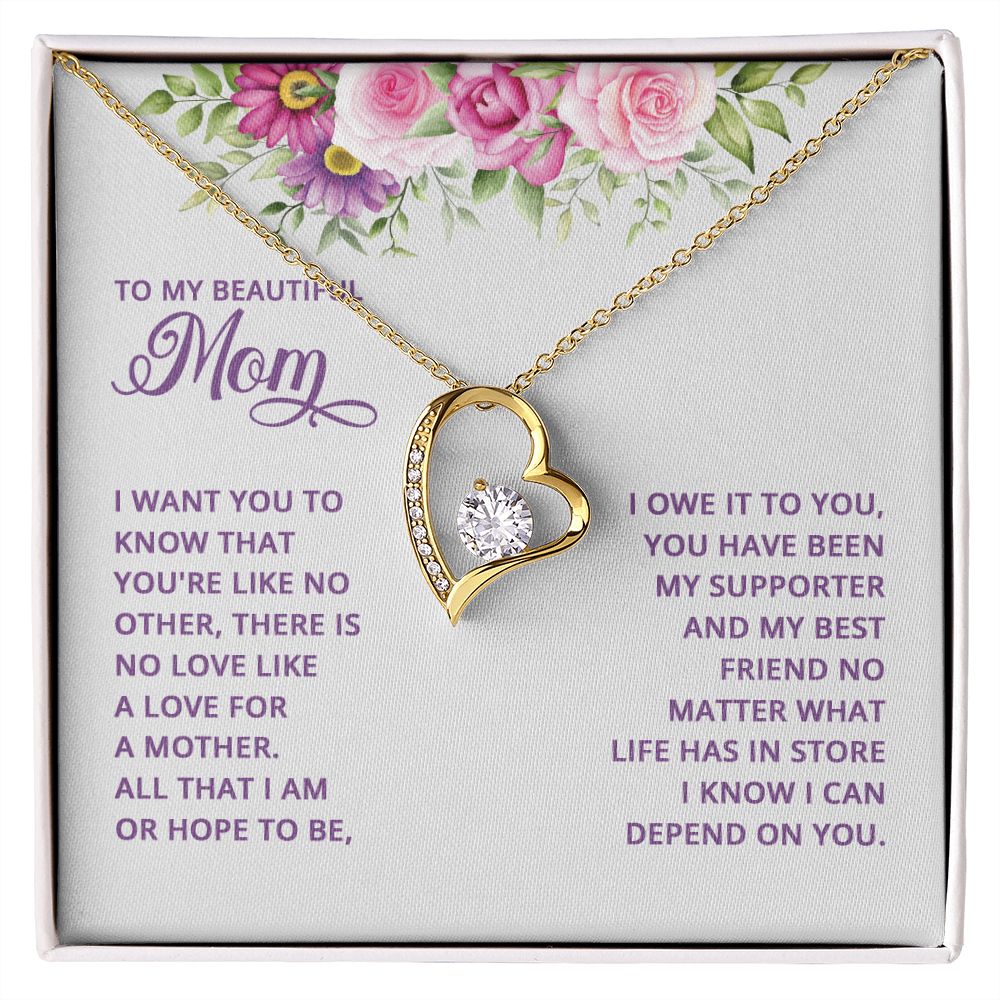 Mom Necklace Gifts for Mom from Daughter to Mom Gifts for Mothers Day from Daughter, To My Mom Necklace from Daughter to Mom Birthday Gifts Necklace with Message Card and Gift Box17 Forever Love Necklace