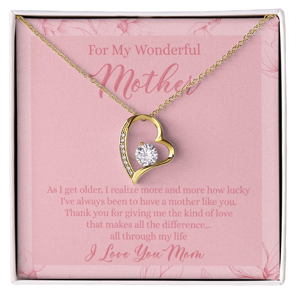To My Wonderful Mother Necklace Message Card, Gift Box for Mom Birthday Gift From Daughter Mothers Day Necklace for Mom Gift From Daughter Mom Gifts For Wedding Mom Thank You Gift For Mom Forever Love Necklace