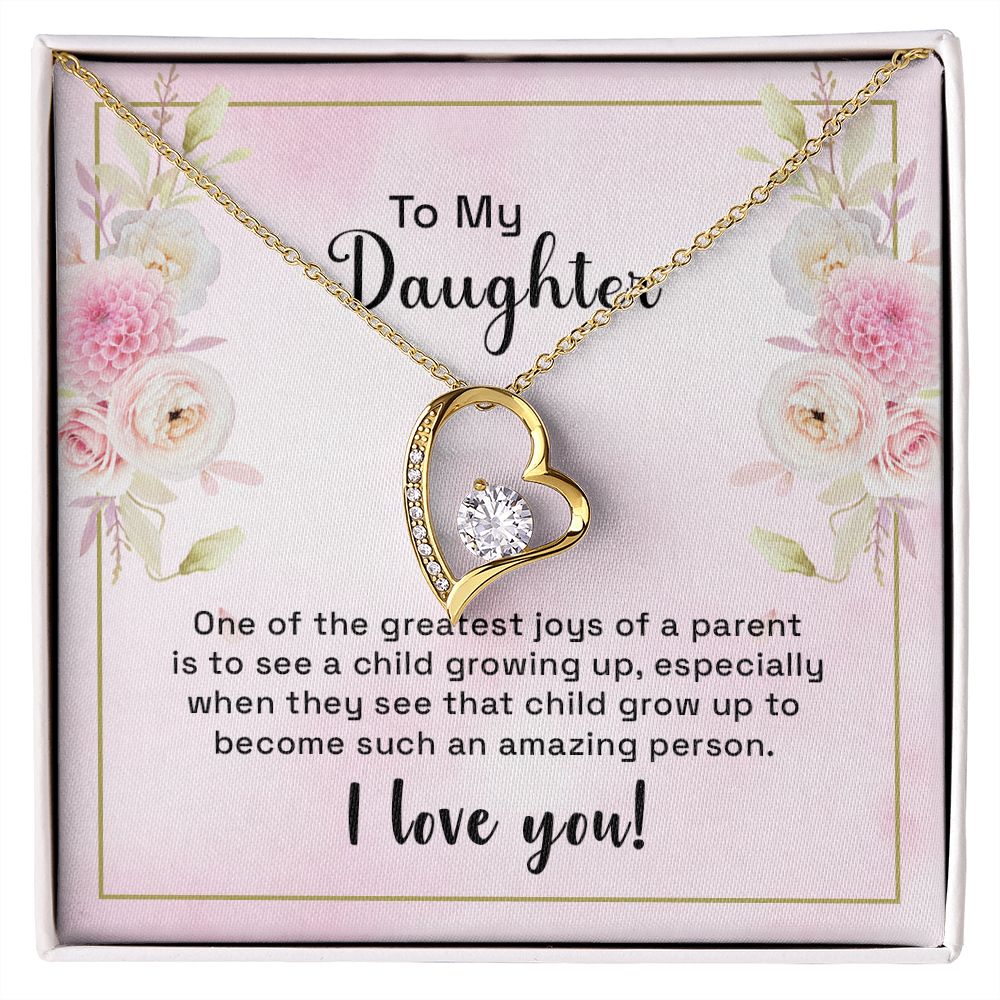 Mother and Daughter Necklace for Girls, To My Daughter Gift Necklace from Mom, Birthday Christmas Gift Graduation Gifts for Daughters, Jewelry Pendant Present for Daughter, Mother Daughter Gift 44 Forever Love Necklace