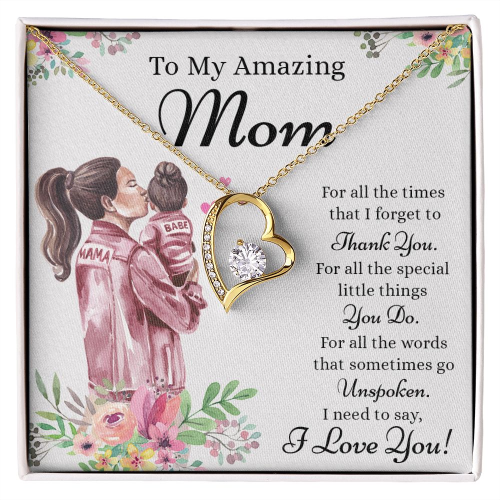 Mom Necklace Gifts for Mom from Daughter to Mom Gifts for Mothers Day from Daughter, To My Mom Necklace from Daughter to Mom Birthday Gifts Necklace with Message Card and Gift Box2240 Forever Love Necklace