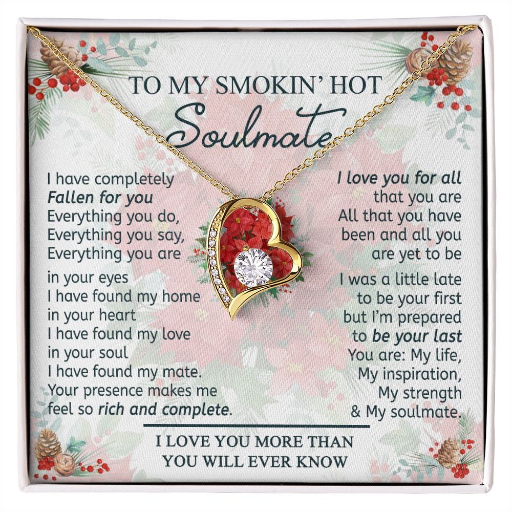 To My Smokin Hot Soulmate Necklace - Wife Gifts From Husband To My Wife Necklace, Gift for Her Romantic, Girlfriend Gifts Necklace for Wife from Men Includes Message Card and Gift Box 19 Forever Love Necklace