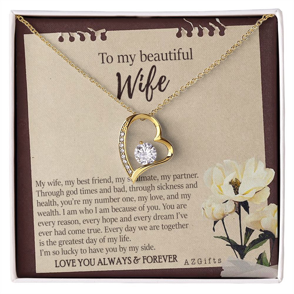 To My Wife Necklace from Husband, Personalized Necklace for Women, Luxury Necklace for Wife from Man Men, Wedding Anniversary Present For Wife, Beautiful Wife Jewelry Christmas Birthday Gifts For Wife7 Forever Love Necklace