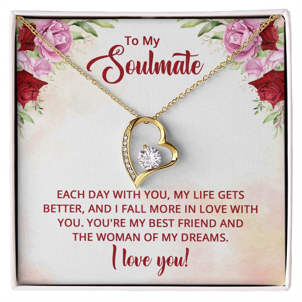 To My Soulmate Necklace for Women Birthday Christmas Jewelry Gifts For My Wife with Message Card Box Personalized Gift Present Pendant for Future Wife Soulmate Girlfriend Love 11 Forever Love Necklace