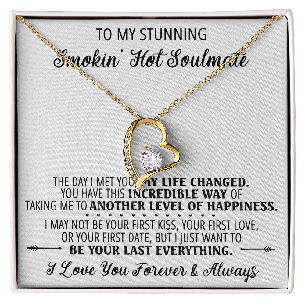 To My Smokin Hot Soulmate Necklace - Wife Gifts From Husband To My Wife Necklace, Gift for Her Romantic, Girlfriend Gifts Necklace for Wife from Men Includes Message Card and Gift Box 1 Forever Love Necklace