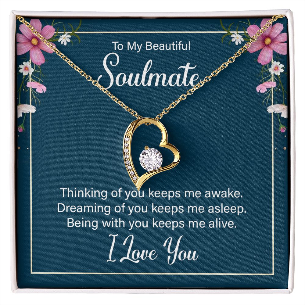 To My Soulmate Necklace for Women Birthday Christmas Jewelry Gifts For My Wife with Message Card Box Personalized Gift Present Pendant for Future Wife Soulmate Girlfriend Love 13 Forever Love Necklace