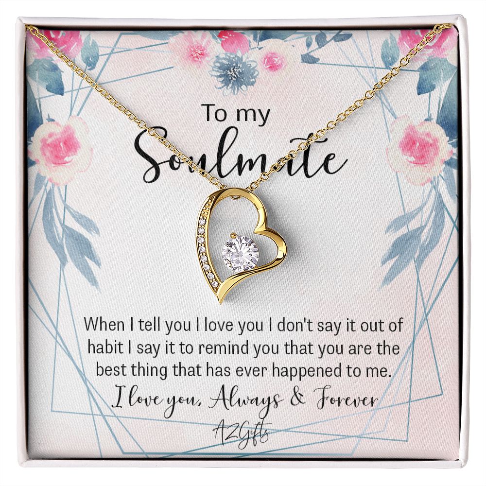 To My Soulmate Necklace for Women Birthday Christmas Jewelry Gifts For My Wife with Message Card Box Personalized Gift Present Pendant for Future Wife Soulmate Girlfriend Love Forever Love Necklace