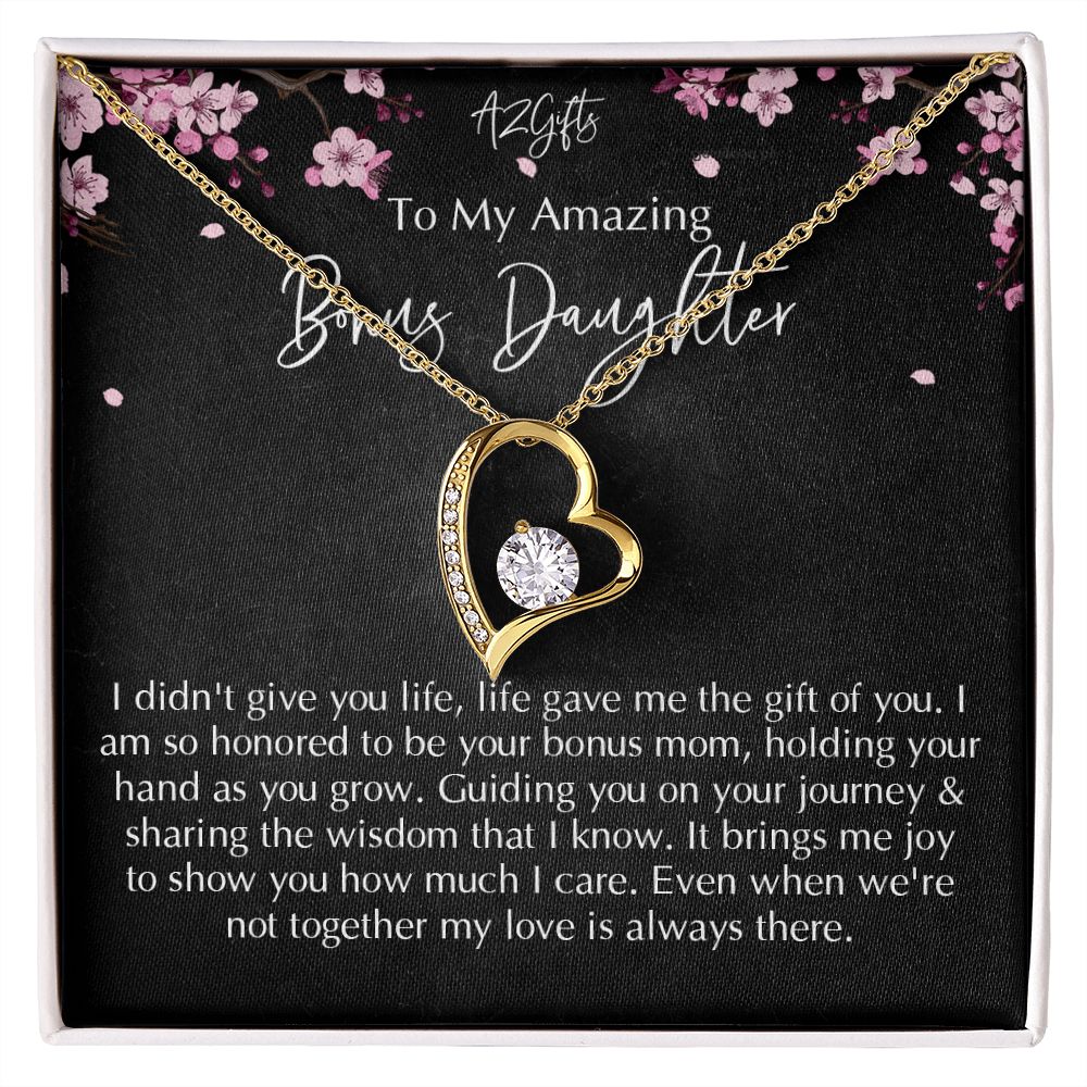 Bonus Daughter Gifts From Stepdad, Step Daughter Gifts From Stepmom, Stepdaughter Gifts From Stepdad, Father Stepdaughter Necklace, To My Bonus Daughter Necklaces, Christmas Gifts For Bonus D Forever Love Necklace