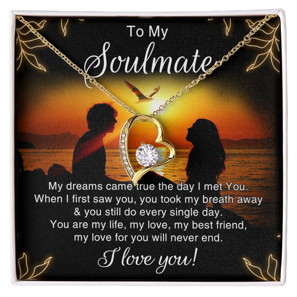 To My Soulmate Necklace for Women Birthday Christmas Jewelry Gifts For My Wife with Message Card Box Personalized Gift Present Pendant for Future Wife Soulmate Girlfriend Love 6 Forever Love Necklace