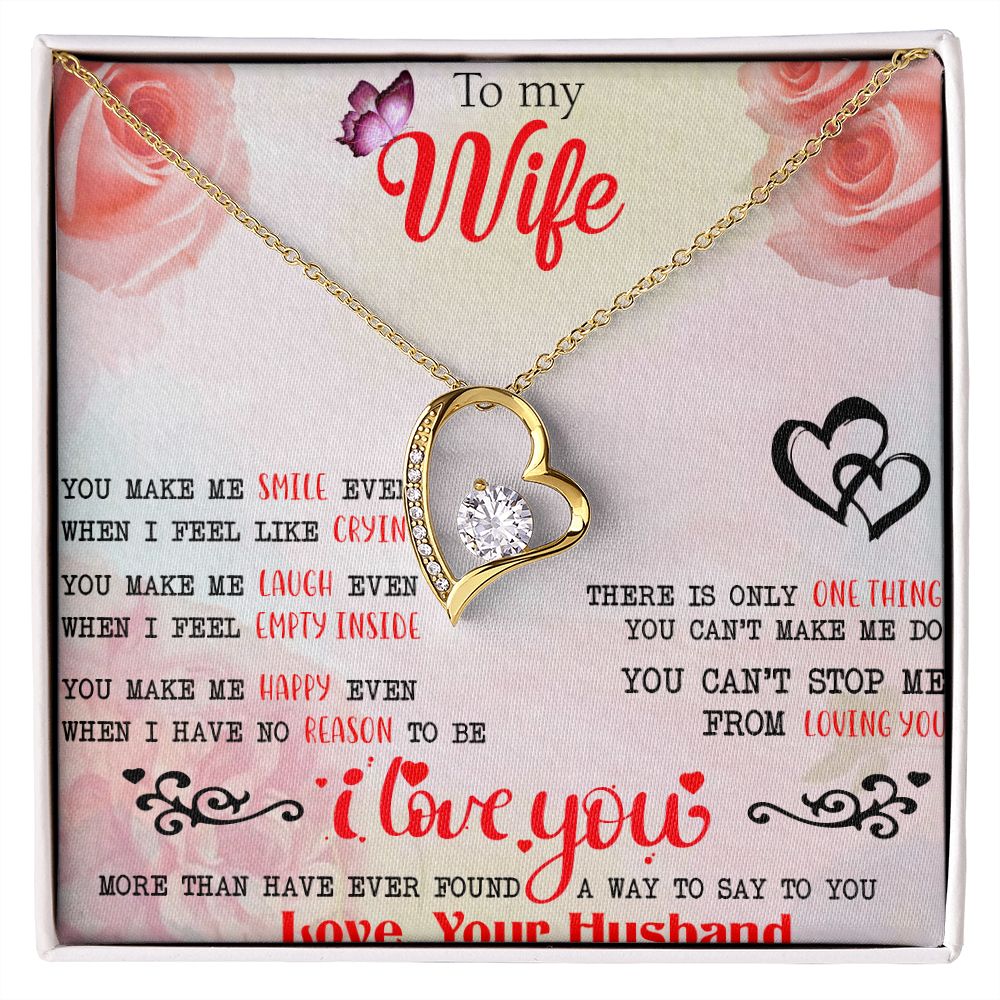 To My Wife Necklace, Wedding Anniversary Jewelry For Women, Necklace For Wife from Husband, Gift For Wife Birthday Gifts From Husband Necklace, Jewelry With Message Card In A Gift Box3 Forever Love Necklace