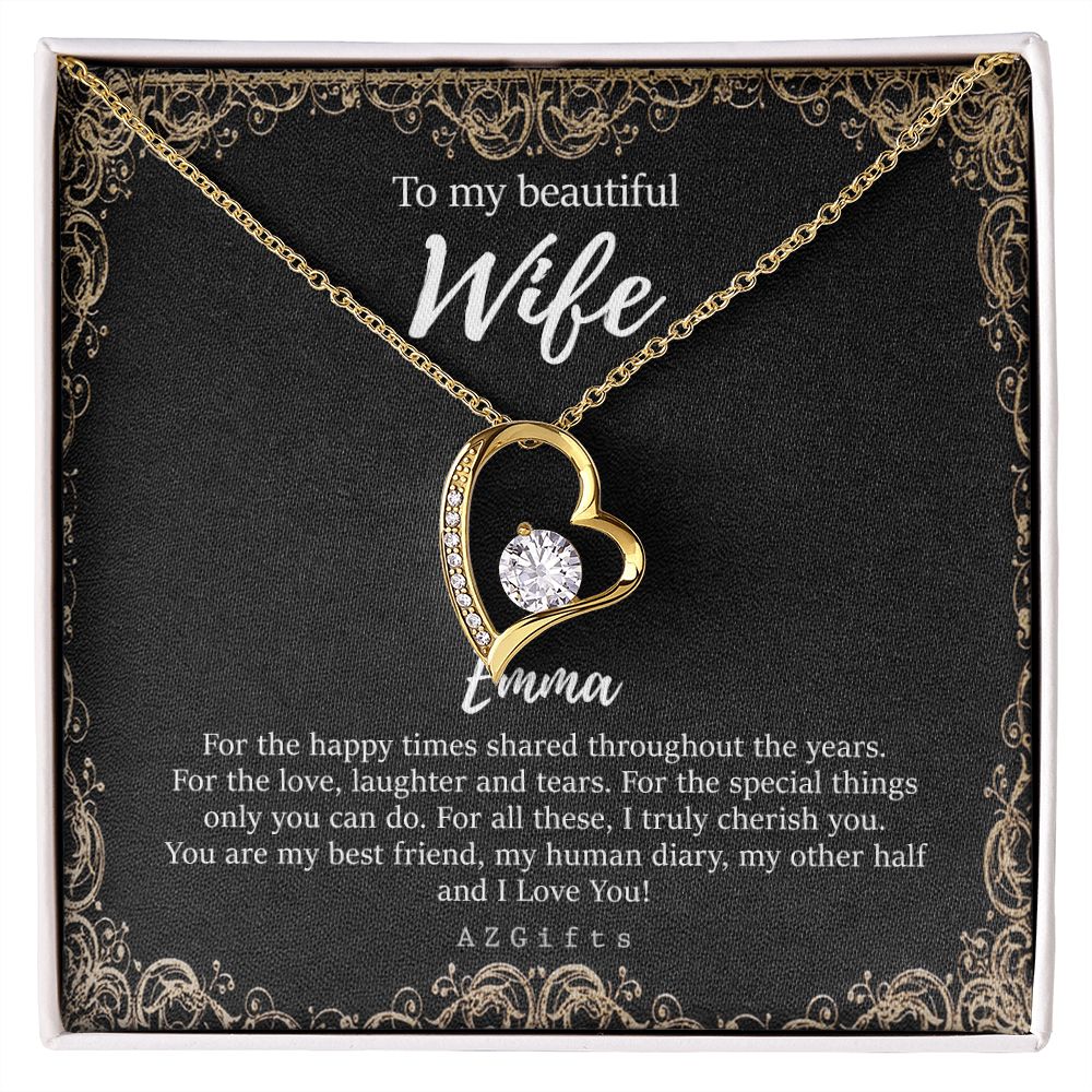 To My Wife Necklace from Husband, Personalized Necklace for Women, Luxury Necklace for Wife from Man Men, Wedding Anniversary Present For Wife, Beautiful Wife Jewelry Christmas Birthday Gifts For Wife9 Forever Love Necklace