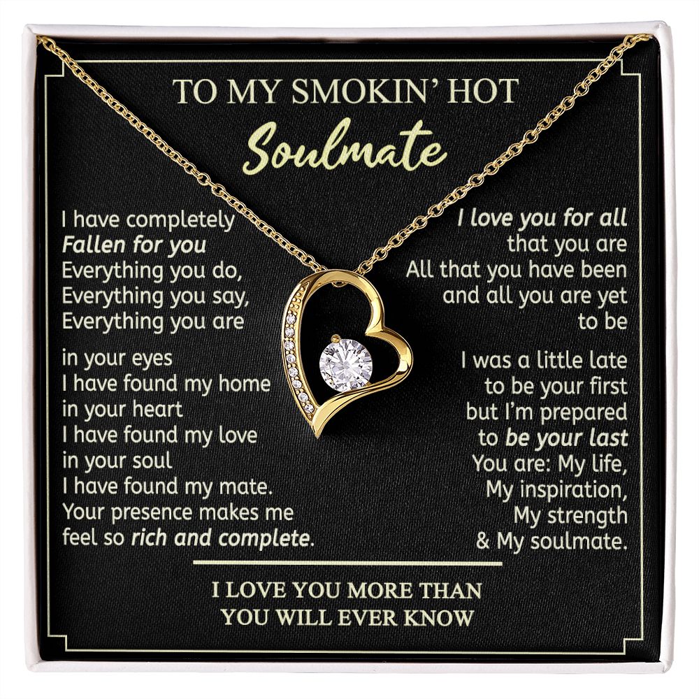 To My Smokin Hot Soulmate Necklace - Wife Gifts From Husband To My Wife Necklace, Gift for Her Romantic, Girlfriend Gifts Necklace for Wife from Men Includes Message Card and Gift Box 2 Forever Love Necklace