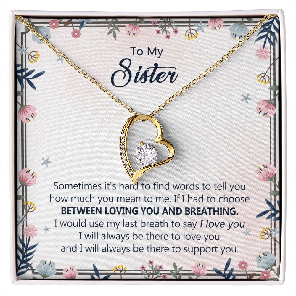 To My Sister Necklace Pendant Inspirational Jewelry For Women Teen Girl Family and Friendship Gifts Sisters Gifts Idea Sister Jewelry Necklace for Sisters Sentimental Gifts for Sister 301 Forever Love Necklace