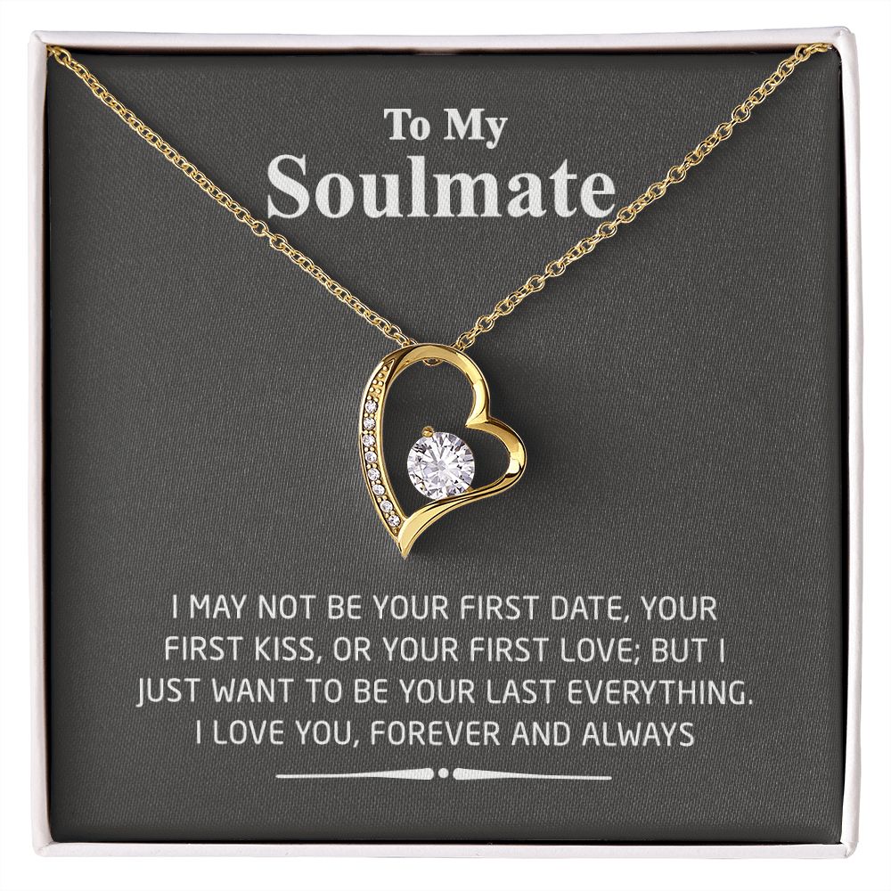 To My Soulmate Necklace for Women Birthday Valentines Day Jewelry Gifts For My Wife with Message Card Box Personalized Gift Present Pendant for Future Wife Soulmate Girlfriend Love 2 Forever Love Necklace