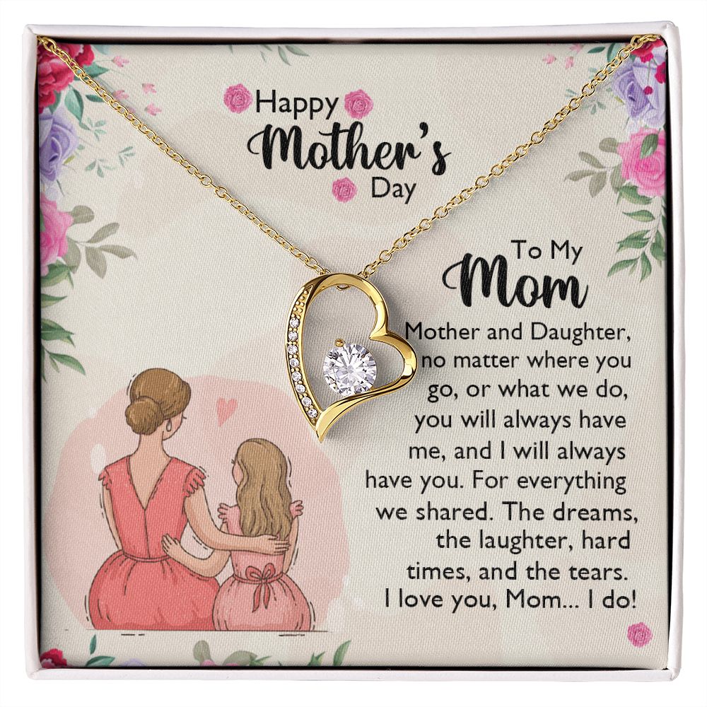 Mom Necklace Gifts for Mom from Daughter to Mom Gifts for Mothers Day from Daughter, To My Mom Necklace from Daughter to Mom Birthday Gifts Necklace with Message Card and Gift Box11 Forever Love Necklace