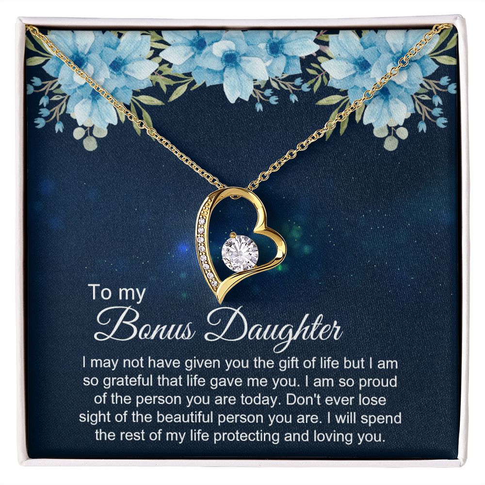 Bonus Daughter Gifts From Stepdad, Step Daughter Gifts From Stepmom, Stepdaughter Gifts From Stepdad, Father Stepdaughter Necklace, To My Bonus Daughter Necklaces, Christmas Gifts For Bonus4 Forever Love Necklace