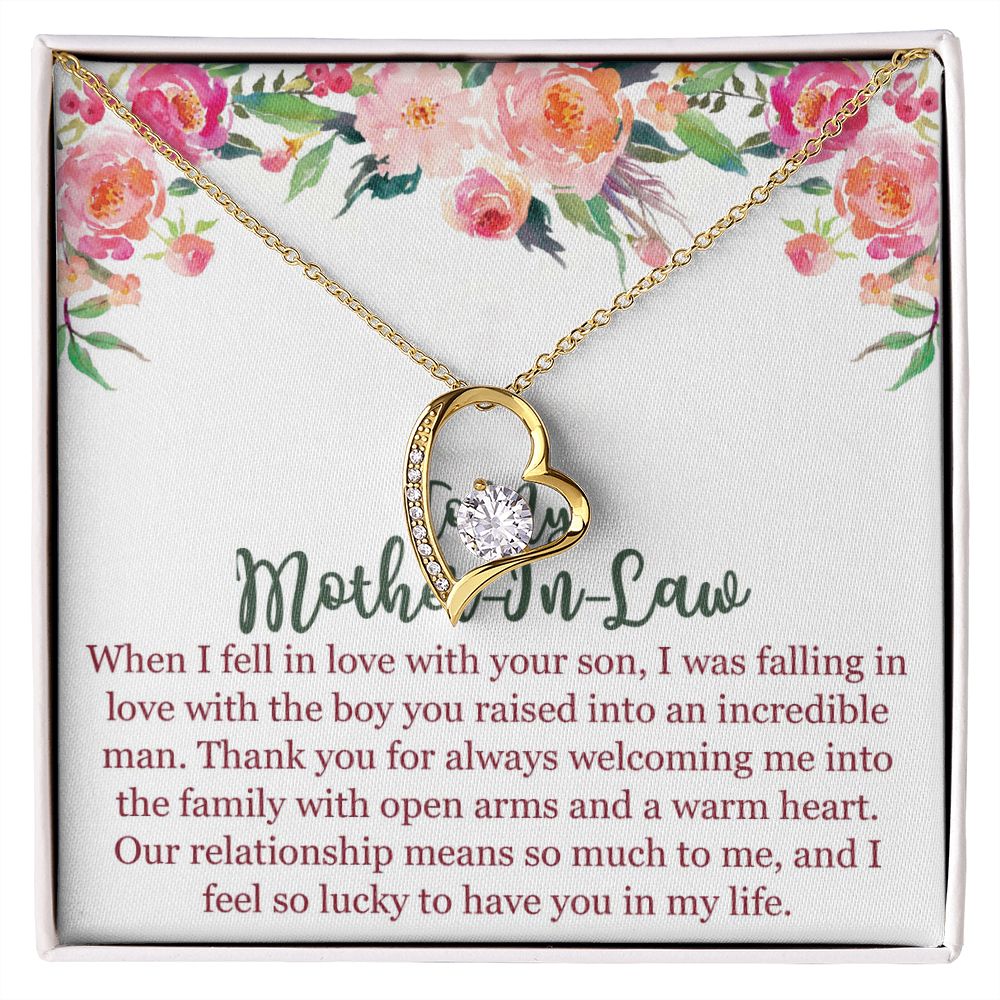To My Mom In Law Necklace Pendant Gift From Son Happy Mother's Day Gift For Mom Birthday, Anniversary Love With Your Son Forever Love Necklace