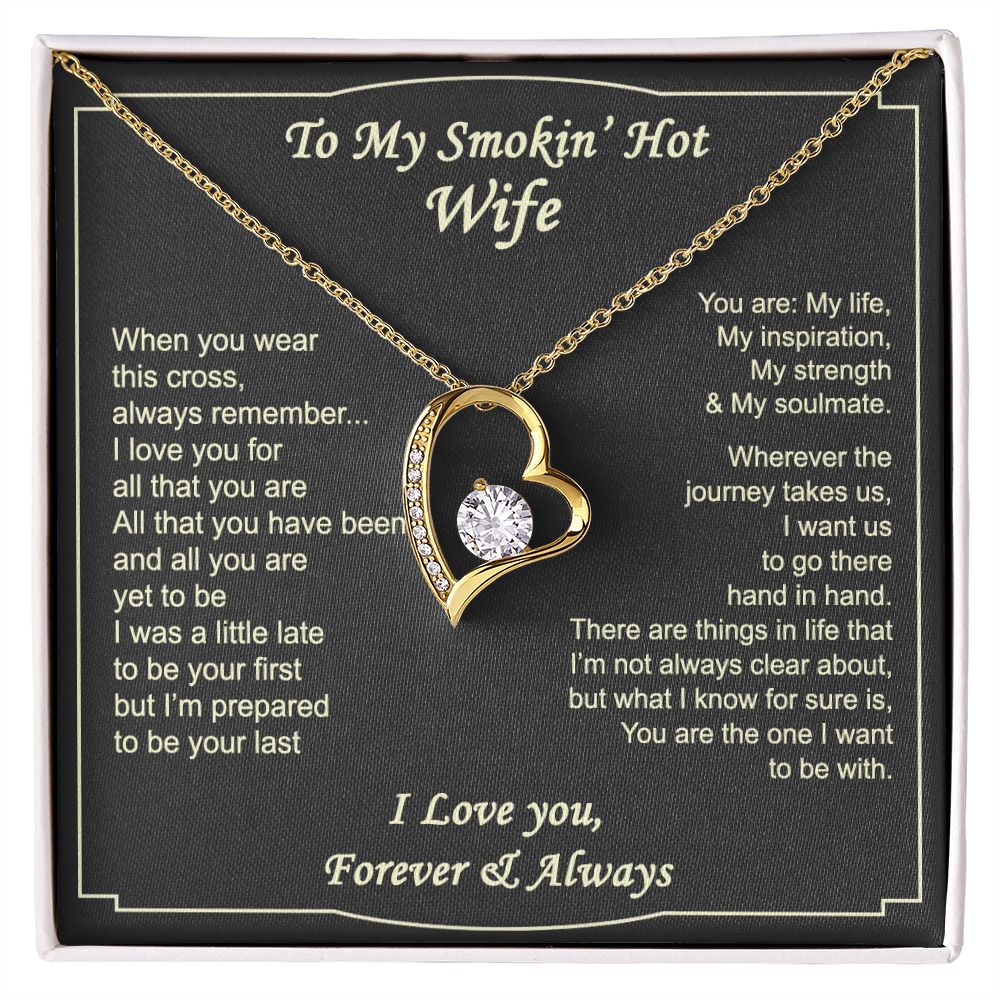 To My Smokin Hot Wife Necklace, Wedding Anniversary Jewelry For Women, Necklace For Wife from Husband, Gifts For Wife Birthday Gifts Necklace, Jewelry With Message Card In A Gift Box2 Forever Love Necklace