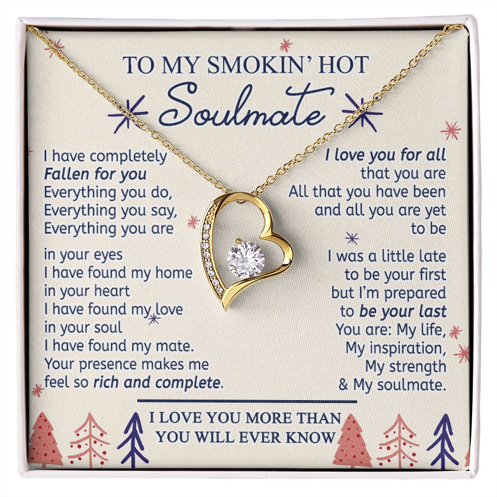 To My Smokin Hot Soulmate Necklace - Wife Gifts From Husband To My Wife Necklace, Gift for Her Romantic, Girlfriend Gifts Necklace for Wife from Men Includes Message Card and Gift Box 16 Forever Love Necklace