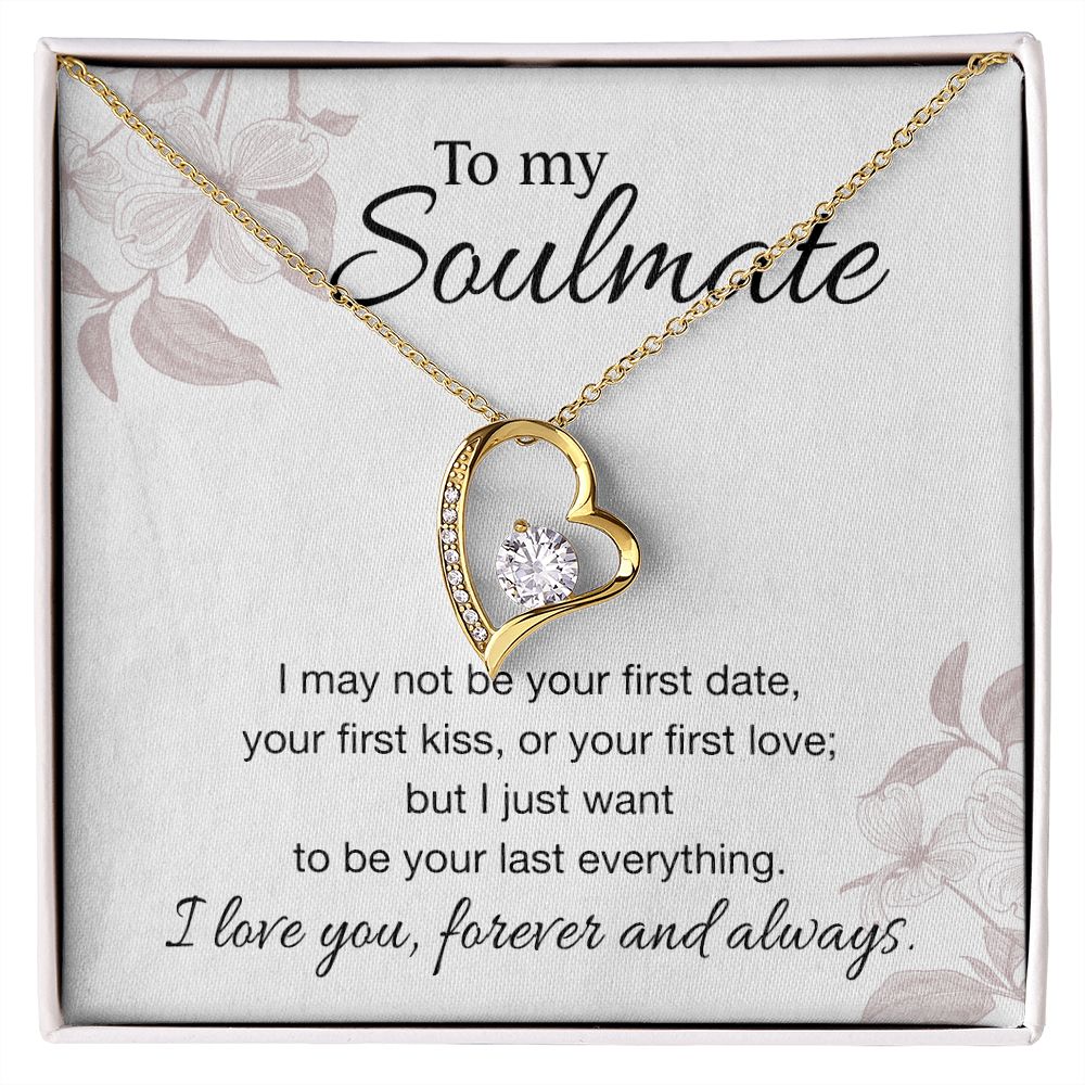 To My Soulmate Necklace for Women Birthday Valentines Day Jewelry Gifts For My Wife with Message Card Box Personalized Gift Present Pendant for Future Wife Soulmate Girlfriend Love 3 Forever Love Necklace