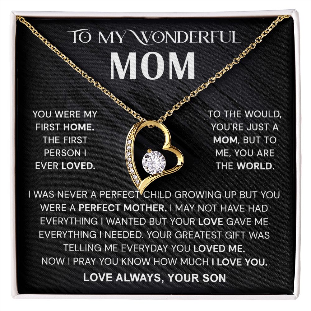 To My Wonderful Mom Necklace, Mom From Son Gift, Gift for Mother's Day From Son, Gift for Mom, Mother Gift from Son Necklace, Son to Mom Gifts, Mom gifts, Mothers Day Gift From Son Forever Love Necklace