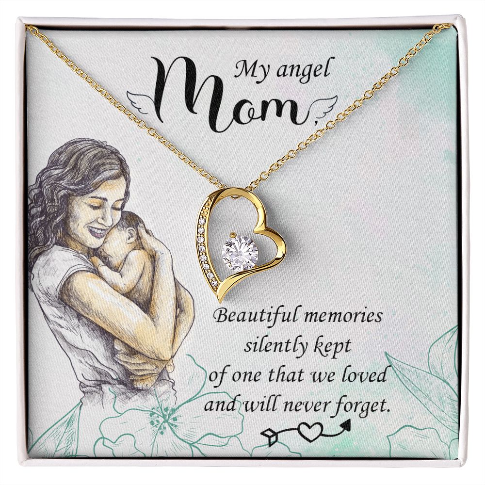 To My Mom Mother My Angel Necklace Pendant Gift From Daughter Beautiful Memories With Message Card Gift For Mom Forever Love Necklace