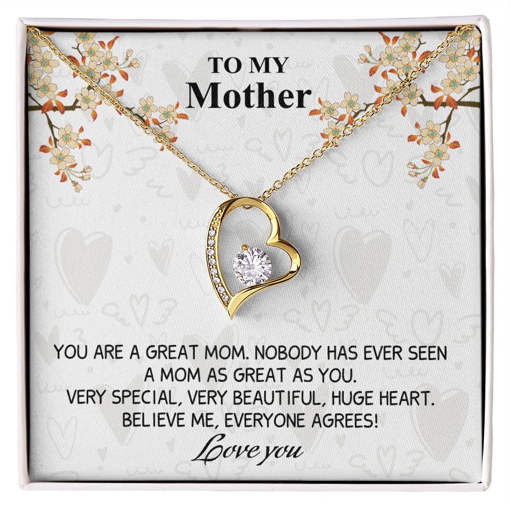 Mom Necklace Gifts for Mom from Daughter to Mom Gifts for Mothers Day from Daughter, To My Mom Necklace from Daughter to Mom Birthday Gifts Necklace with Message Card and Gift Box8 Forever Love Necklace