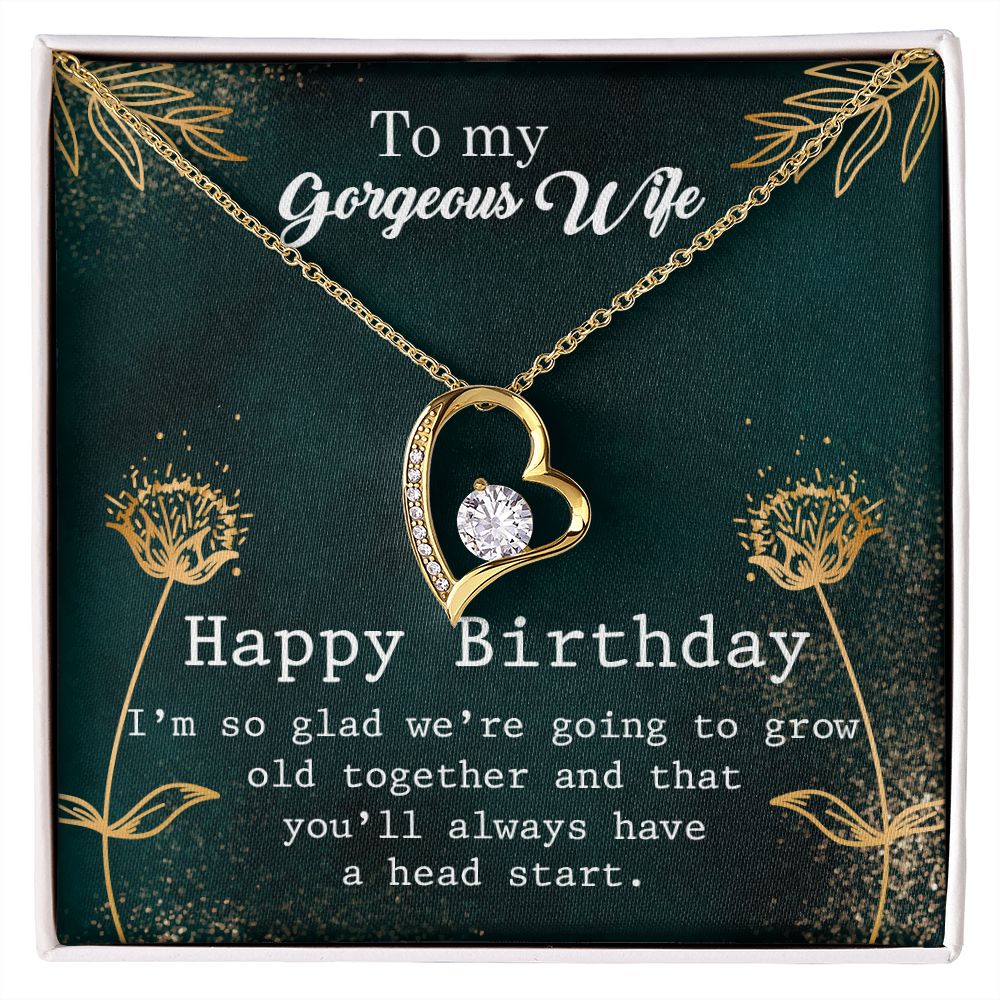 To My Gorgeous Wife Necklace Pendant Gift From Husbnd Habby Birthday A Head Start With Message Card and Gift Box. Valentine's Day Gift For Wife Future Wife Forever Love Necklace
