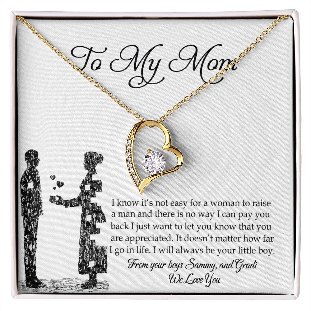Mom Necklace Gifts for Mom from Daughter to Mom Gifts for Mothers Day from Daughter, To My Mom Necklace from Daughter to Mom Birthday Gifts Necklace with Message Card and Gift Box2 Forever Love Necklace