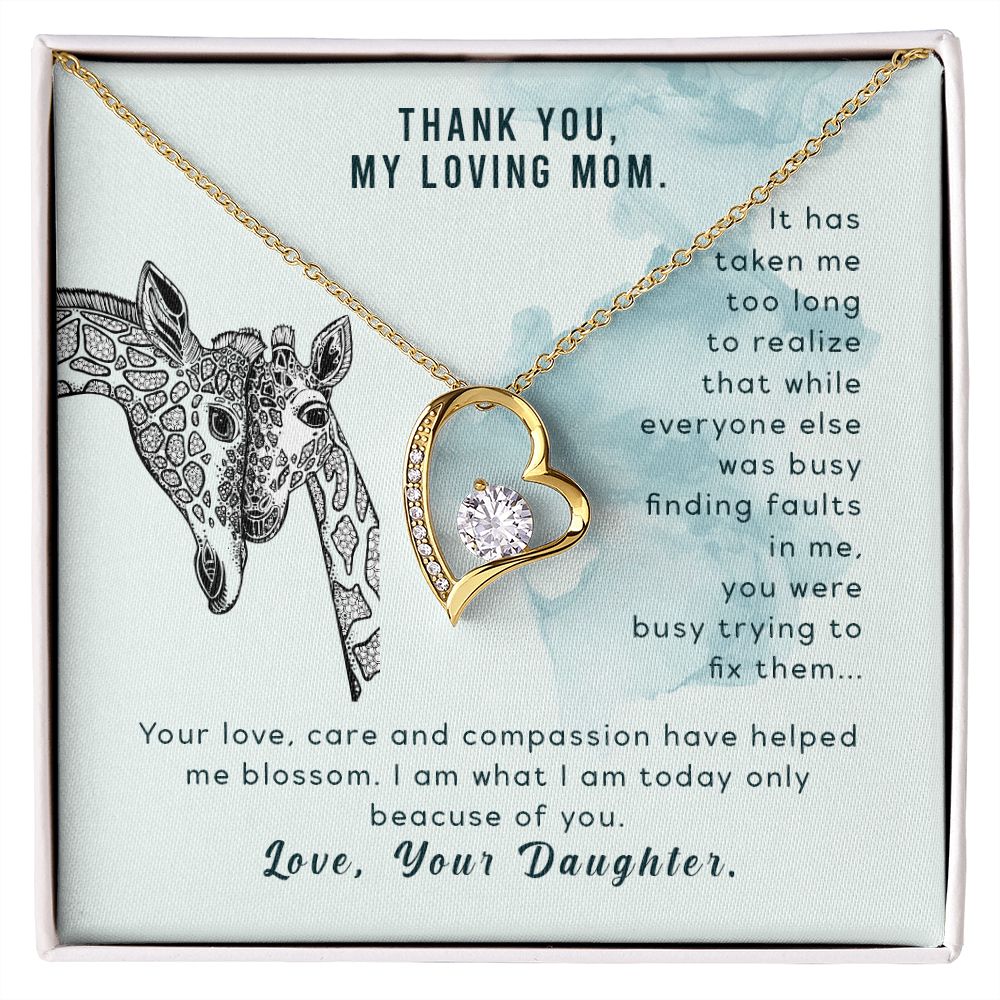 To My Thank You My Loving Mom Giraffe Necklace Pendant Gift From Mom Necklace Gift For To Daughter Birthday Daughter In Law Gift On Birthday Anniversary Gift 30821 Forever Love Necklace