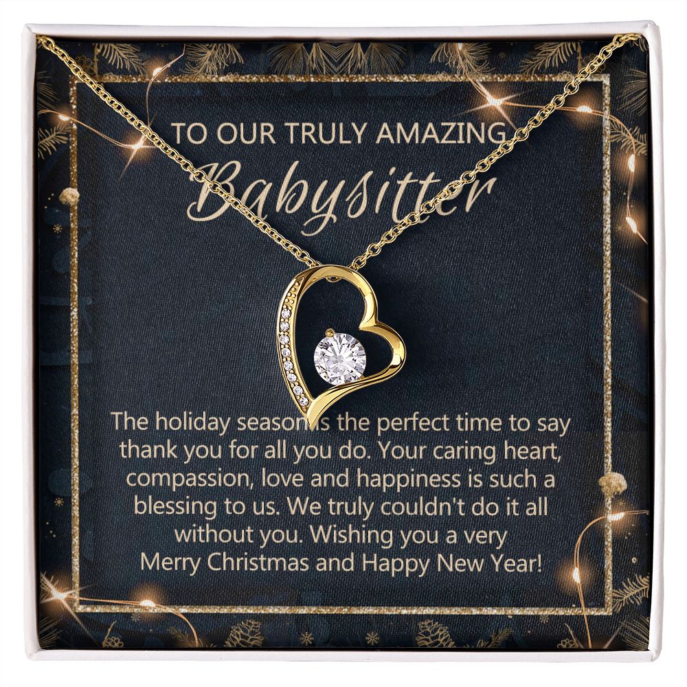 Babysitter Christmas Necklace Gift, Babysitter Gift, Christmas Babysitter Gift from Family, Merry Christmas Day Gift, Holiday Gift, Babysitter Necklace for Women 301 Forever Love Necklace