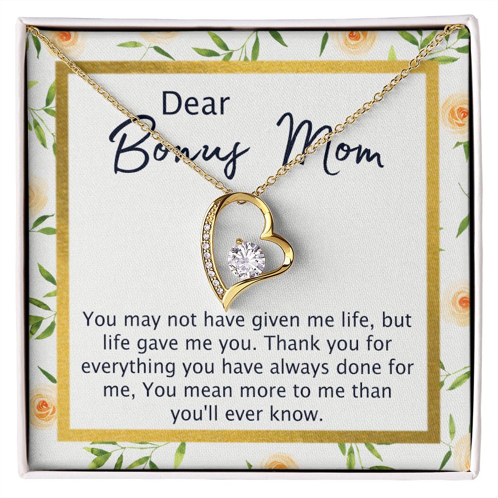 Bonus Mom Gifts, To My Bonus Mom Necklace, Bonus Mom Jewelry, Necklace for Bonus Mom, Step Daughter To Stepmother Necklace, Step Mom Necklace for Women Step Mom Mothers Day Jewelry Forever Love Necklace