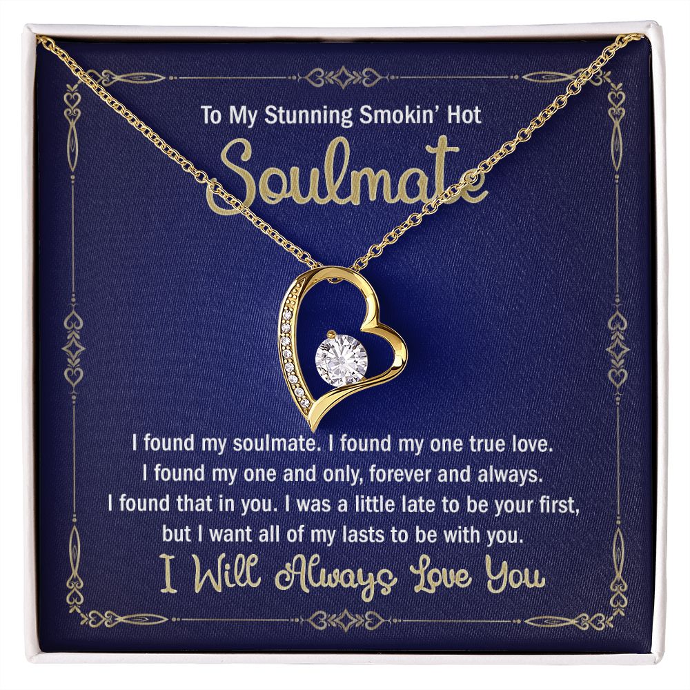 To My Smokin Hot Soulmate Necklace - Wife Gifts From Husband To My Wife Necklace, Gift for Her Romantic, Girlfriend Gifts Necklace for Wife from Men Includes Message Card and Gift Box 6 Forever Love Necklace