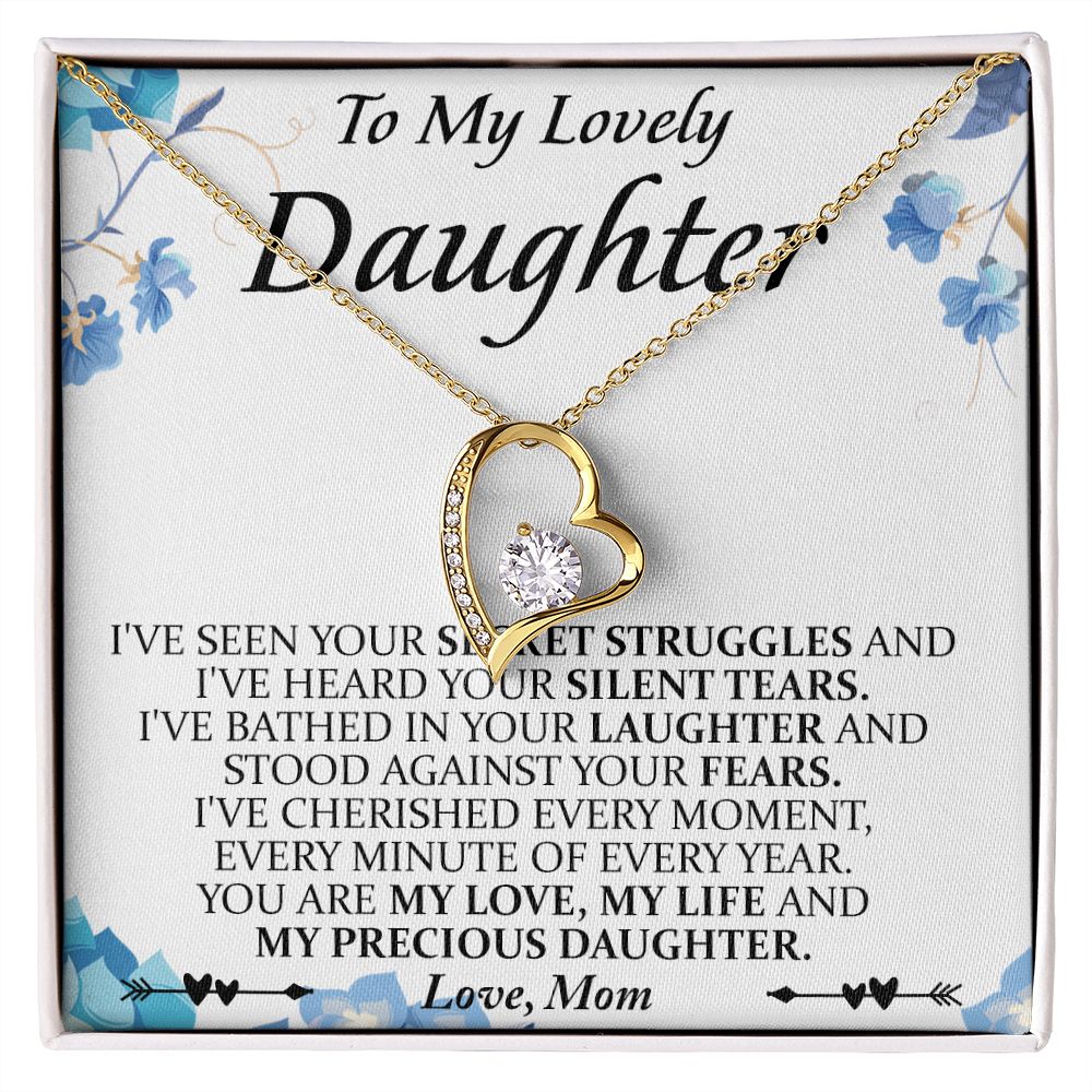 Mother and Daughter Necklace for Girls, To My Daughter Gift Necklace from Mom, Birthday Christmas Gift Graduation Gifts for Daughters, Jewelry Pendant Present for Daughter, Mother Daughter Gift 41 Forever Love Necklace