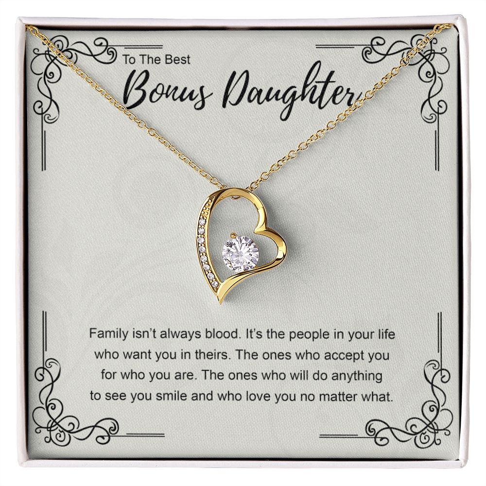 Bonus Daughter Gift Necklace, Double Hearts Necklace, Stepdaughter Jewelry Forever Love Necklace