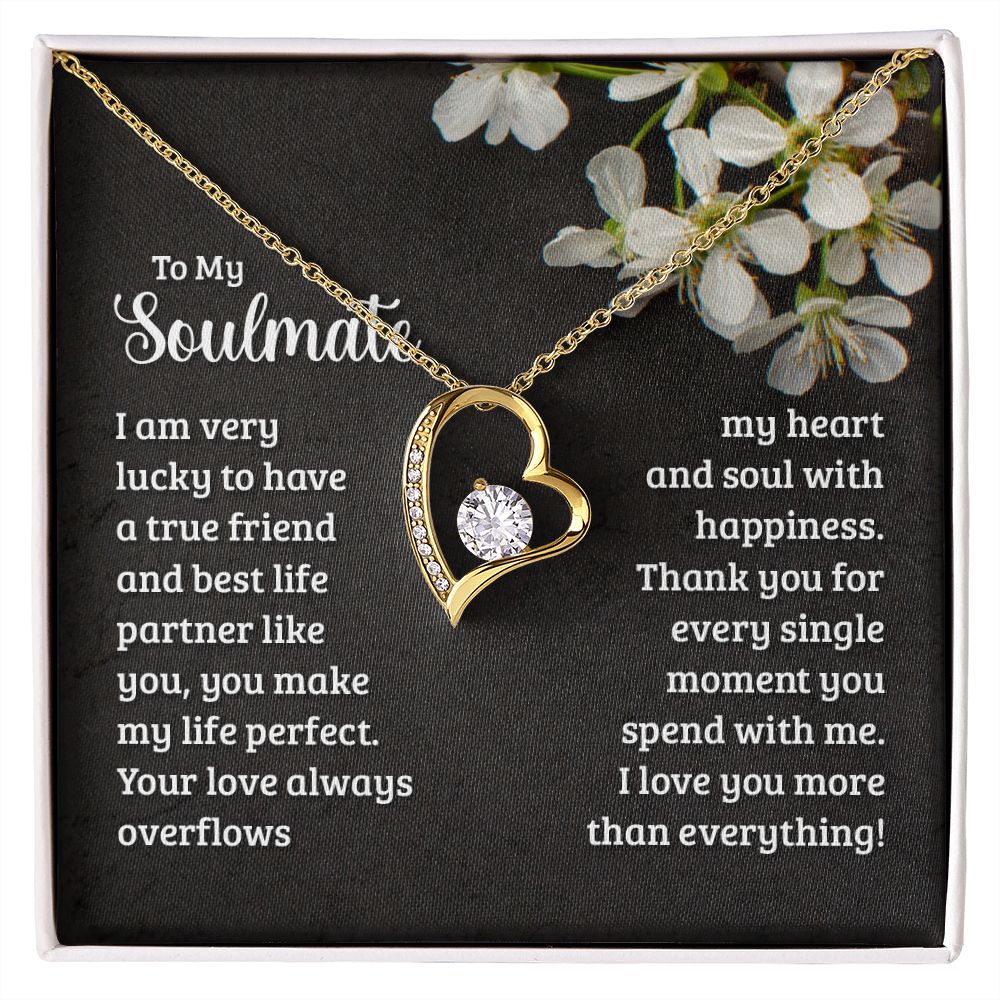 To My Soulmate Necklace for Women Birthday Christmas Jewelry Gifts For My Wife with Message Card Box Personalized Gift Present Pendant for Future Wife Soulmate Girlfriend Love 18 Forever Love Necklace
